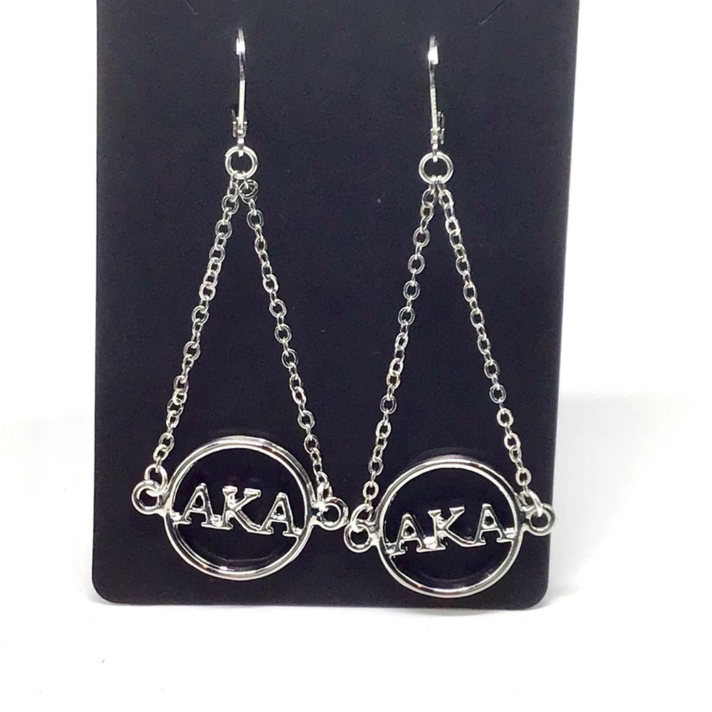 Alpha Kappa Alpha Silver Drop Earrings